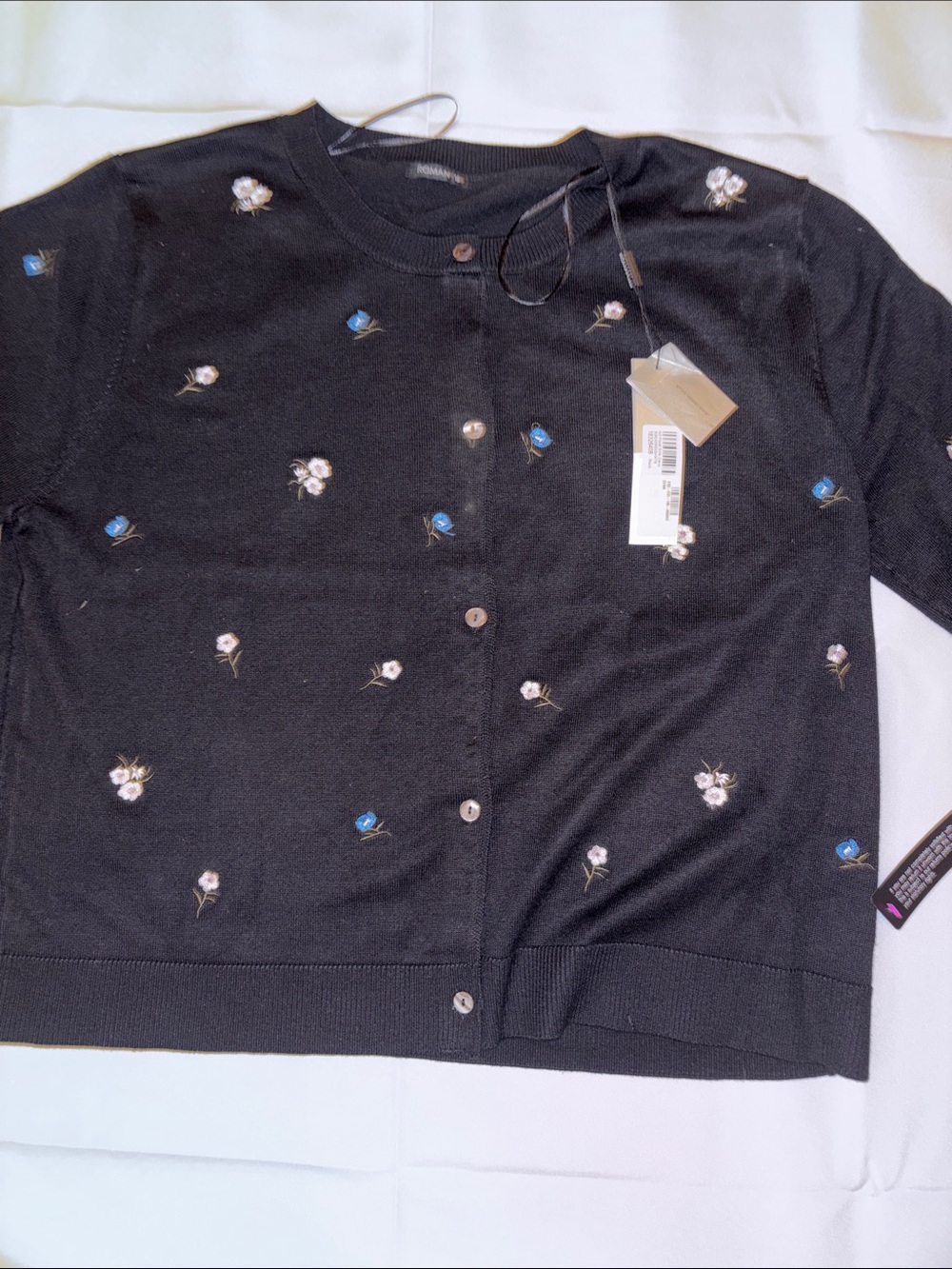 Roman Black Floral Embroidered Knit Cardigan - Picture 8 of 9